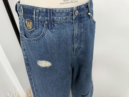 Original High Precision Embroidery Denim Bottom For A Unique Standout Design