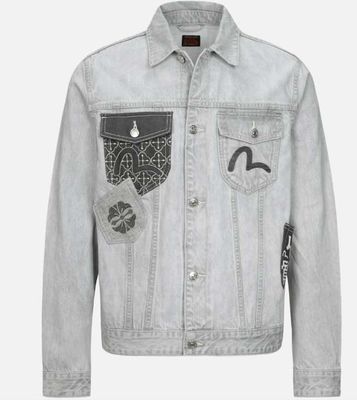 Light Gray Washed Denim Jacket For A Modern And Versatile Look
