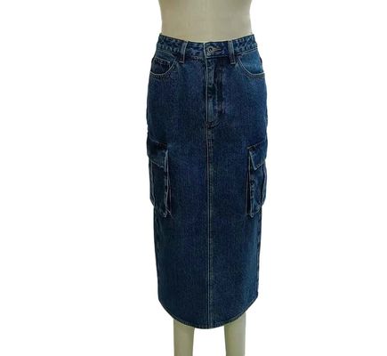 High Waisted Design Dark Denim Skirt For A Flattering Silhouette