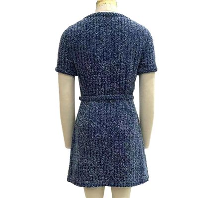 Textured Tweed Knit Fabric Jeans Dress For A Chic Vintage Inspired Look