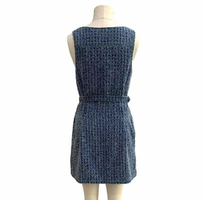 Textured Tweed Knit Fabric Denim Dress For A Modern Elegant Look